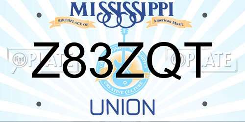 Z83ZQT Mississippi License Plate