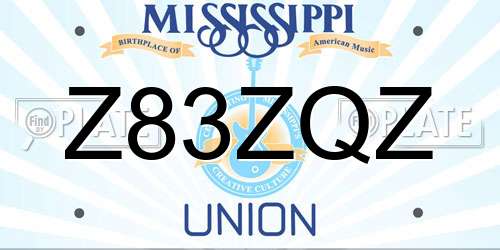 Z83ZQZ Mississippi License Plate