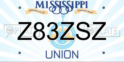 Z83ZSZ Mississippi License Plate