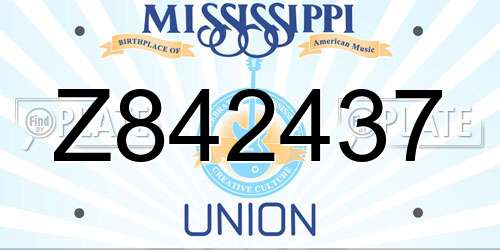 Z842437 Mississippi License Plate