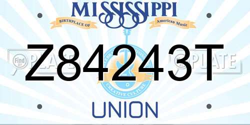 Z84243T Mississippi License Plate