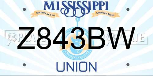 Z843BW Mississippi License Plate