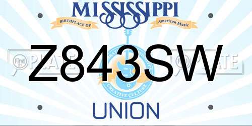 Z843SW Mississippi License Plate