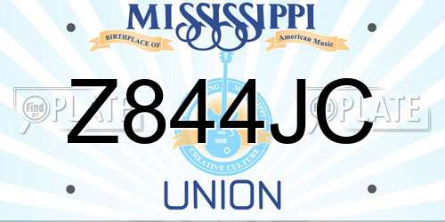 Z844JC Mississippi License Plate