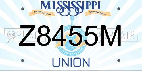 Z8455M Mississippi License Plate