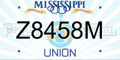 Z8458M Mississippi License Plate