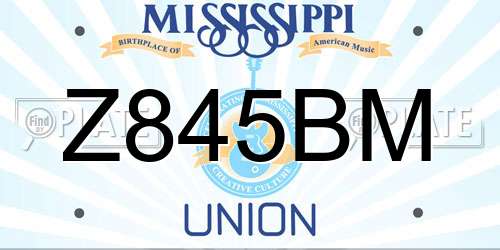 Z845BM Mississippi License Plate