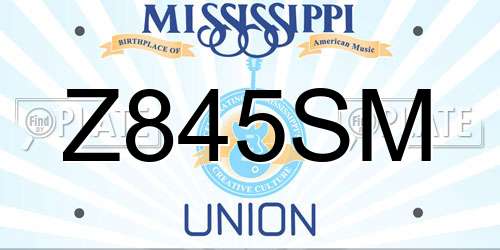Z845SM Mississippi License Plate
