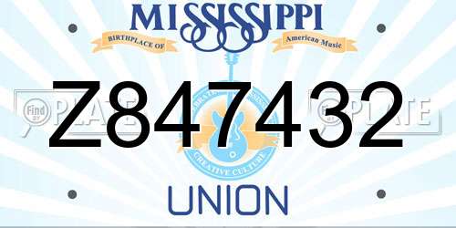 Z847432 Mississippi License Plate