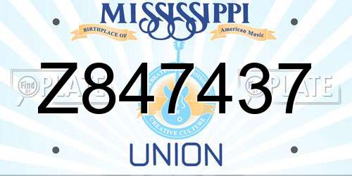 Z847437 Mississippi License Plate