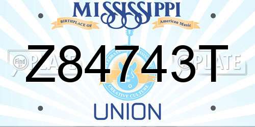 Z84743T Mississippi License Plate