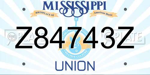 Z84743Z Mississippi License Plate