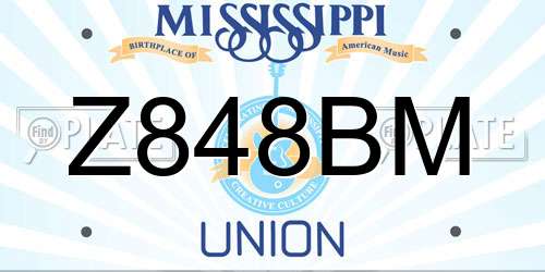 Z848BM Mississippi License Plate
