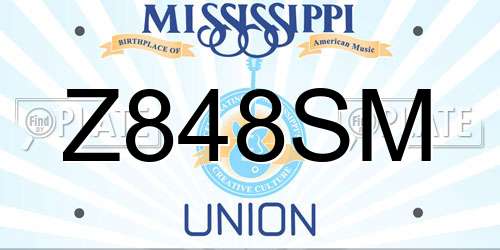 Z848SM Mississippi License Plate
