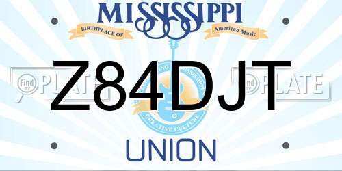 Z84DJT Mississippi License Plate