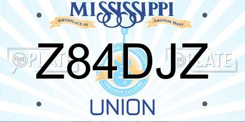 Z84DJZ Mississippi License Plate