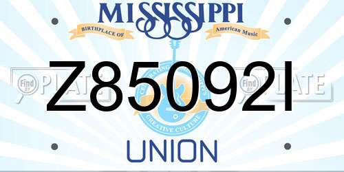 Z85092I Mississippi License Plate