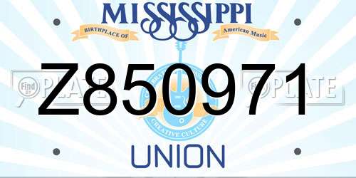 Z850971 Mississippi License Plate