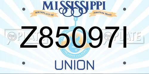 Z85097I Mississippi License Plate