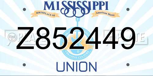 Z852449 Mississippi License Plate