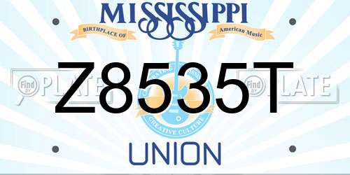 Z8535T Mississippi License Plate