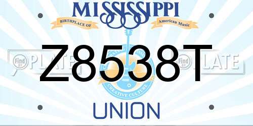 Z8538T Mississippi License Plate