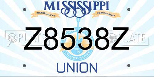 Z8538Z Mississippi License Plate