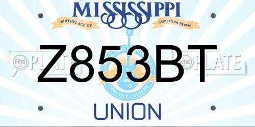 Z853BT Mississippi License Plate