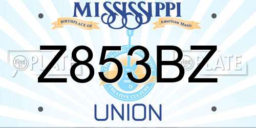 Z853BZ Mississippi License Plate