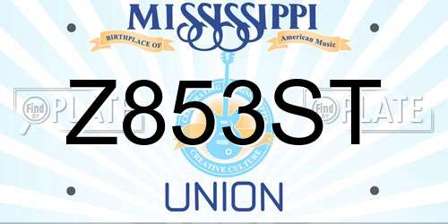 Z853ST Mississippi License Plate