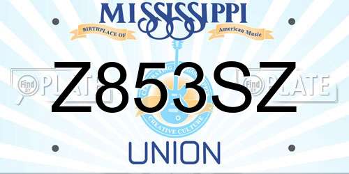 Z853SZ Mississippi License Plate