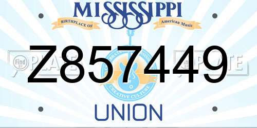 Z857449 Mississippi License Plate