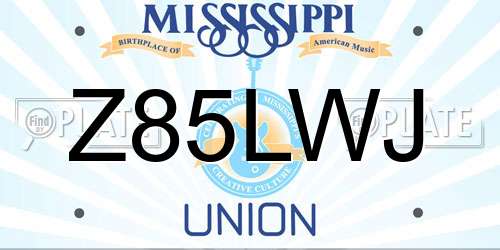 Z85LWJ Mississippi License Plate