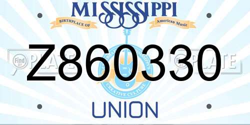 Z860330 Mississippi License Plate