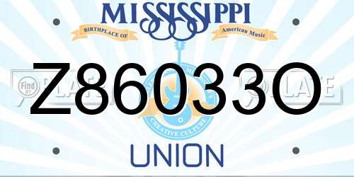 Z86033O Mississippi License Plate