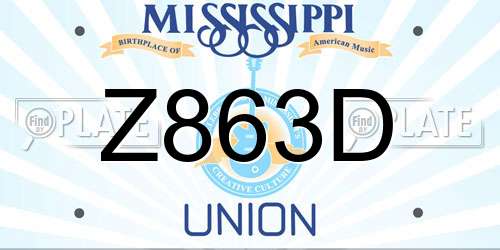 Z863D Mississippi License Plate