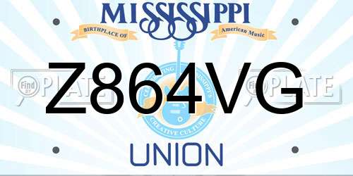 Z864VG Mississippi License Plate