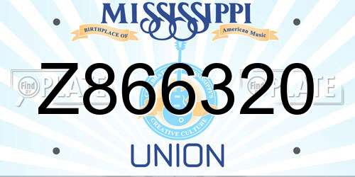 Z866320 Mississippi License Plate
