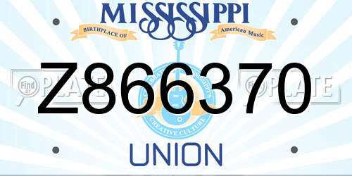 Z866370 Mississippi License Plate