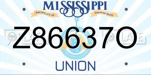 Z86637O Mississippi License Plate