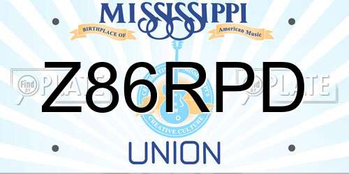 Z86RPD Mississippi License Plate