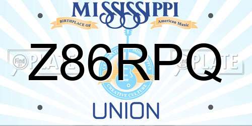 Z86RPQ Mississippi License Plate