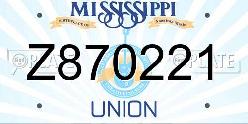 Z870221 Mississippi License Plate