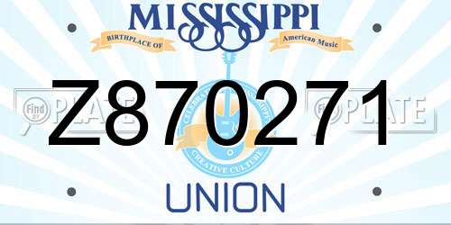 Z870271 Mississippi License Plate