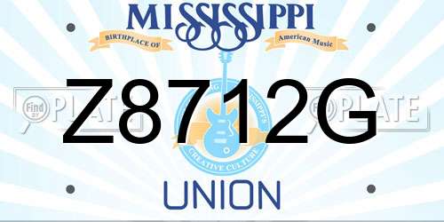 Z8712G Mississippi License Plate