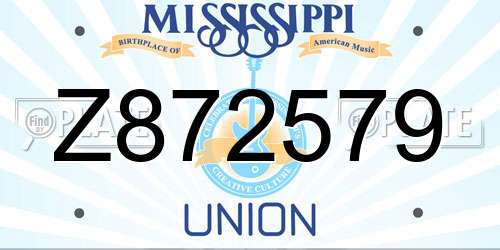 Z872579 Mississippi License Plate