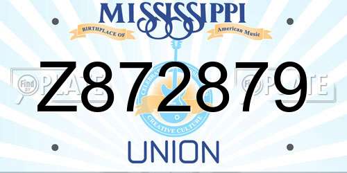 Z872879 Mississippi License Plate