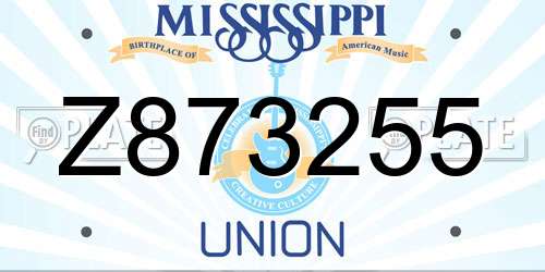 Z873255 Mississippi License Plate