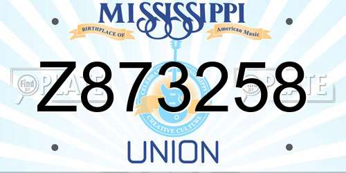 Z873258 Mississippi License Plate