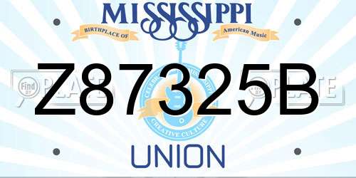 Z87325B Mississippi License Plate